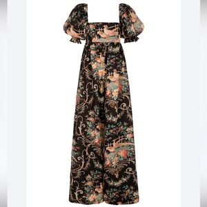 Selkie Black Floral Puff Sleeve Jumpsuit